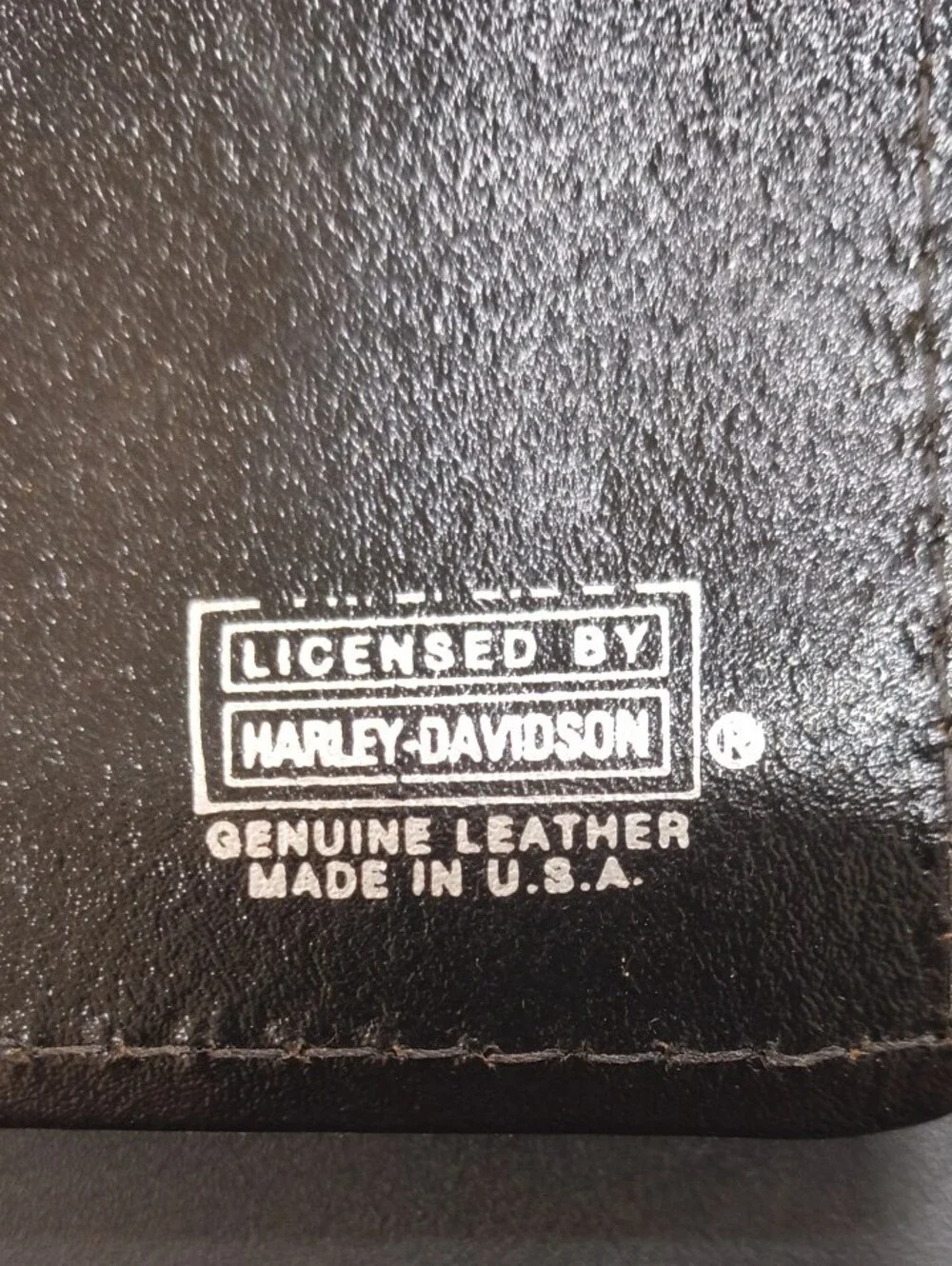 Vintage Harley-Davidson Black Leather Trifold Wallet with Eagle Crest... Brand N